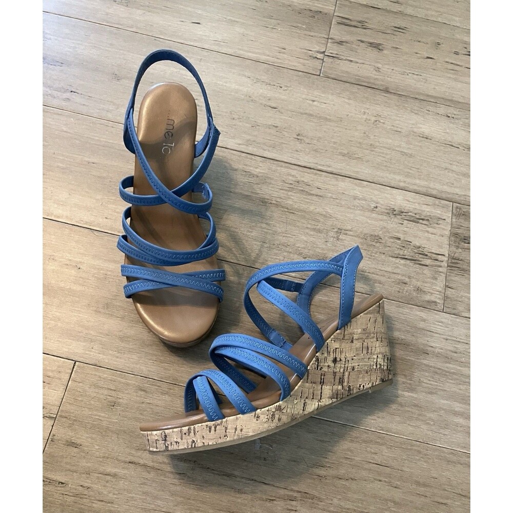 Me Too Strappy Blue Wedge Women’s Heels! Size 7.5